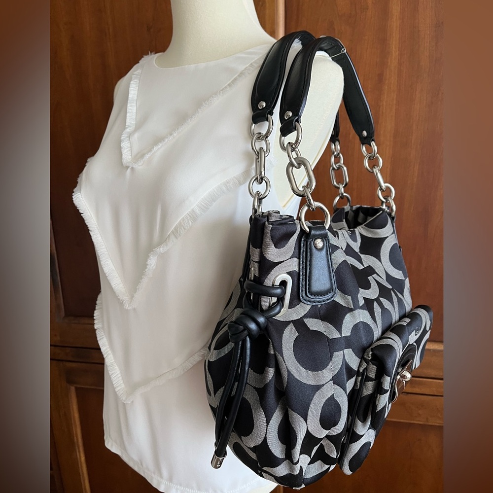 Coach Kristen Black and Gray Patterned Women's Bag - Picture 15 of 15